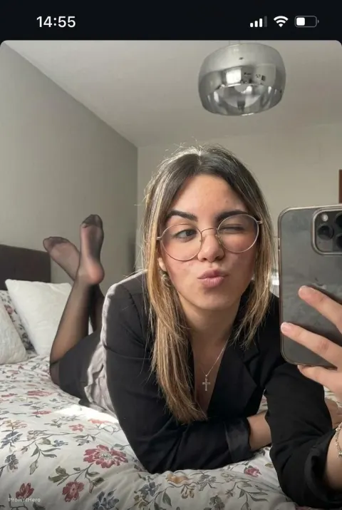 Woman Bed Selfie Pantyhose