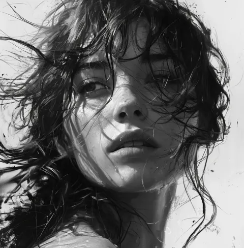 Girl Hair Face Drawing