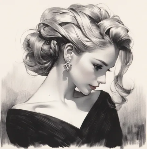 Woman Updo Glamorous Realistic