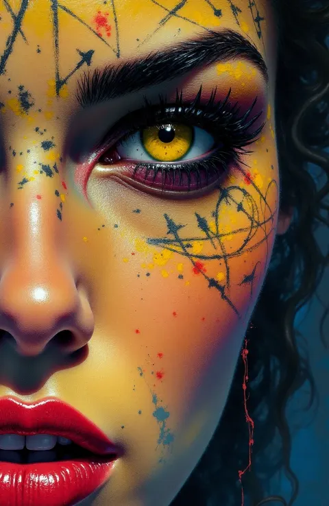 Woman Face Painting Occult