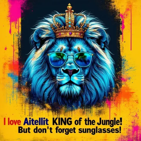 Crowned Lion in Blue Sunglasses Graffiti