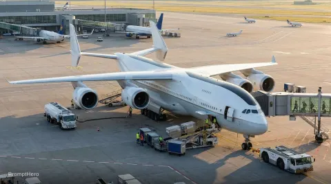 Enormous Airliner Towering Over Airport Gate
