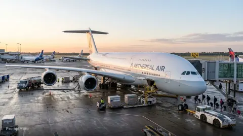 Giant Jetliner Dwarfing Airport Terminal Jets