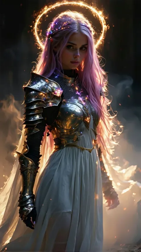 Pink Haired Warrior In Armor