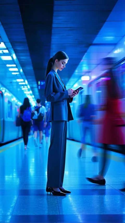 Woman In Subway Motion Blur