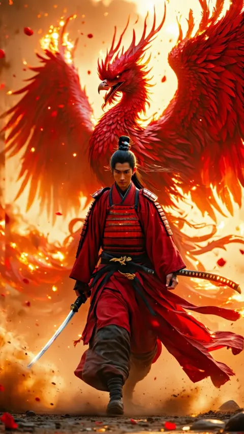 Samurai Golden Armor Phoenix Wings