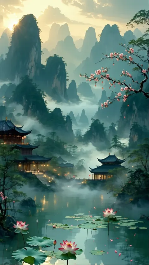 Ancient Chinese Mountain Landscape
