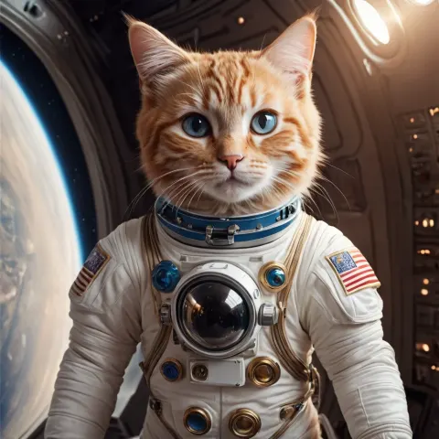 Cute Cat Astronaut In Space