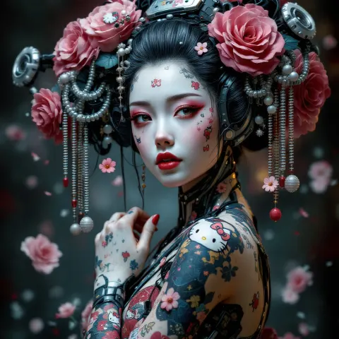 Robotic Geisha With Tattoos