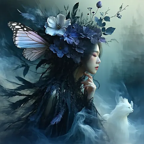 Woman Made Of Feathers And Mist