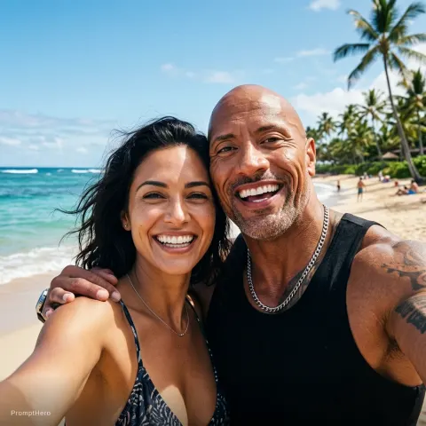 Dwayne Johnson At Tropical Beach