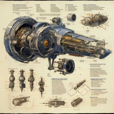 Futuristic Warp Engine Blueprints