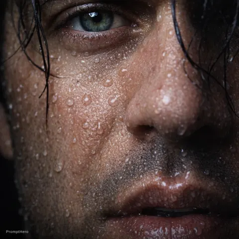 Close-Up Face Water Droplets
