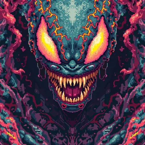 Lofi Biopunk Venom in Blocky Pixels