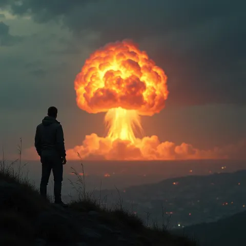 Man on a Hill Watching Nuclear Fire