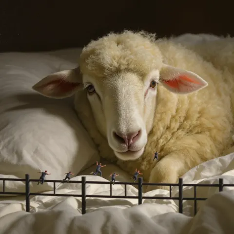 Sheep Trying To Sleep Portrait