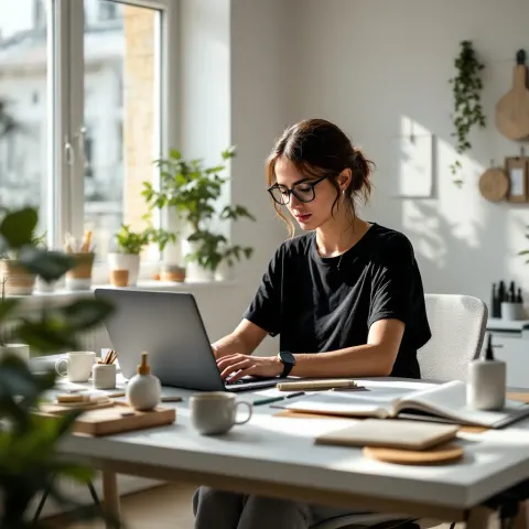 Designer Woman At Desk Working