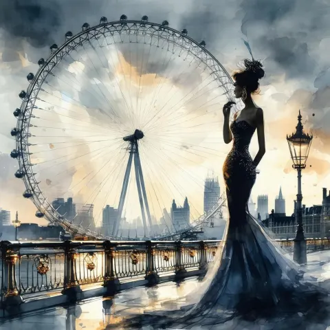 Millennium Wheel Fashion Sketch by the Thames