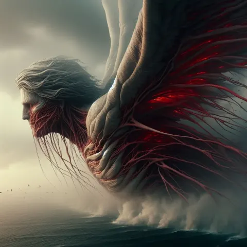 Giant Angel Over Ocean Surreal