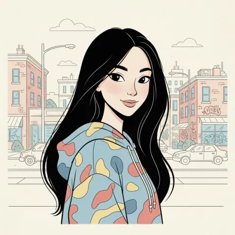 Urban Street Woman Hand-drawn