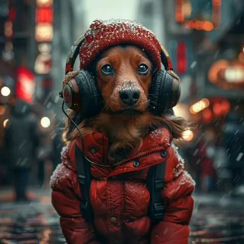 Dachshund In Futuristic City