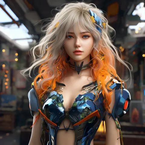 Colorful Hair Cyber Concept