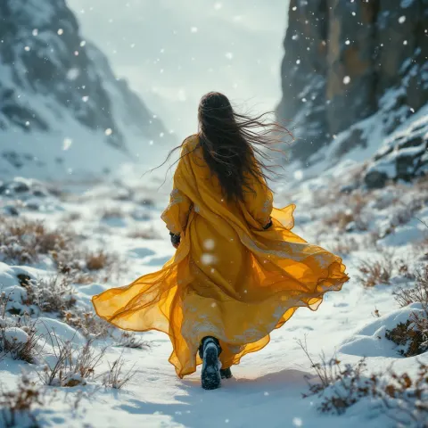 Woman In Snowy Landscape