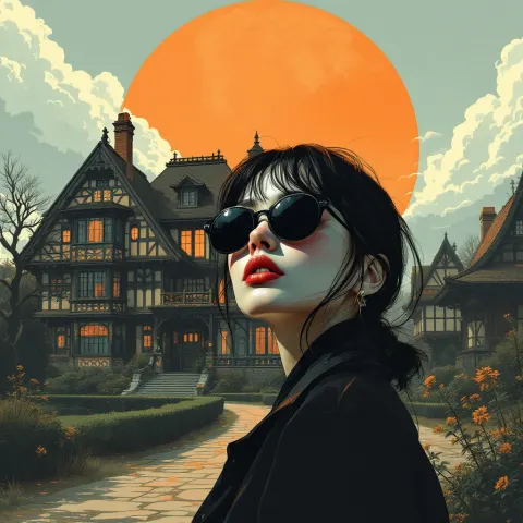 Woman Cyberpunk Manor Portrait