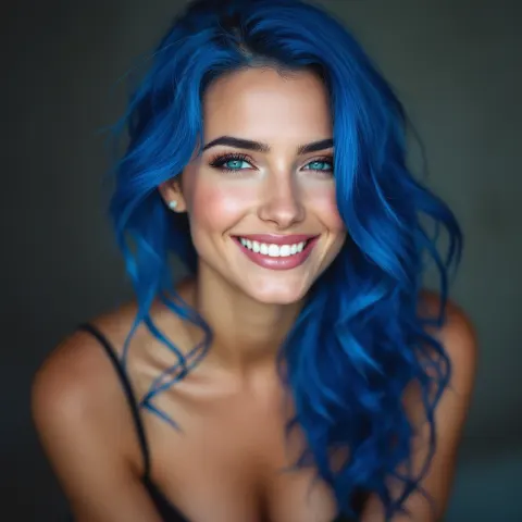 Woman Blue Hair Animated Portrait