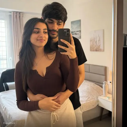 Couple Mirror Selfie Bedroom