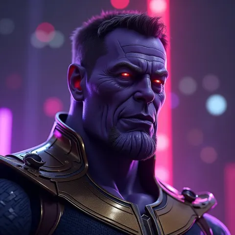 Elon Musk as Thanos in Neonpunk