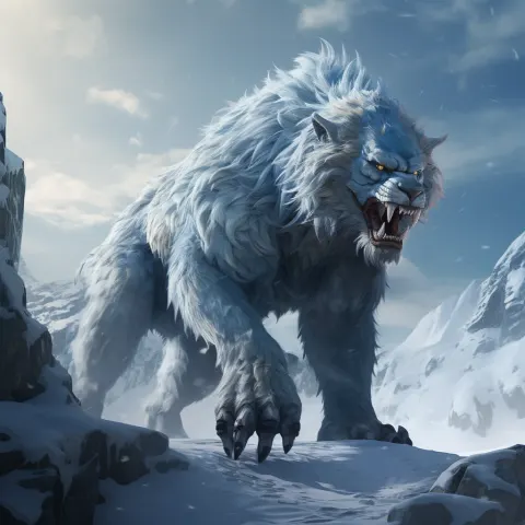 Giant Wolf Snow Monster Mountains