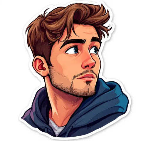 Young Man Hoodie Cartoon Portrait