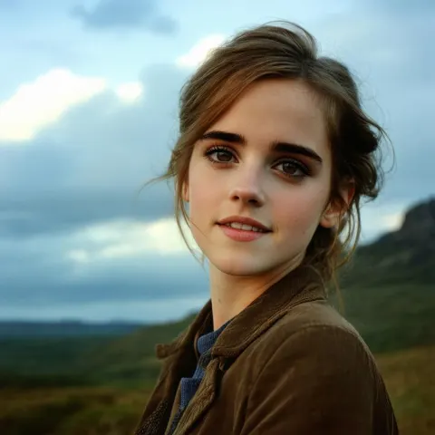 Emma Watson Beneath a Cloudy Golden Sky