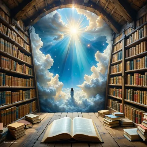 Bookshelf Heaven Surreal Art