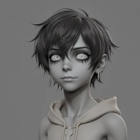 Dark Haired Boy Gothcore Caricature
