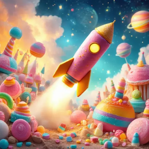 Marshmallow Rocket Landing on a Candy Planet