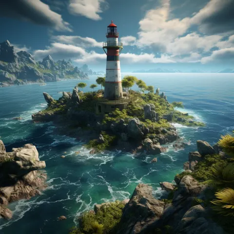 Lighthouse Island Ocean Fantasy