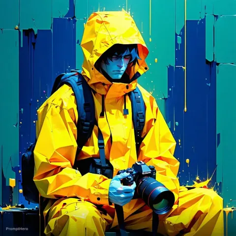 Male Photographer Raincoat Camera Gear