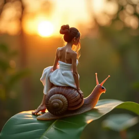 Woman Snail Sunset Miniature