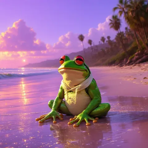 Pepe the Frog on a 1980s VHS Beach