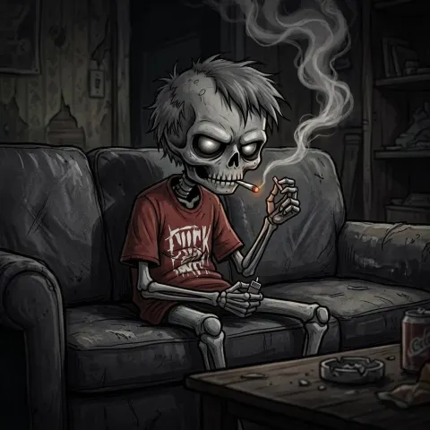 Cartoon Character Smoking Dark Moody
