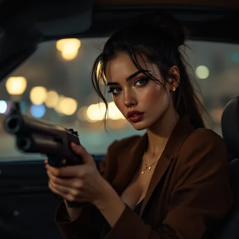 Woman With Shotgun Parking Lot