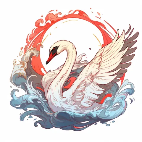 Graceful Swan Monster Gliding Vector