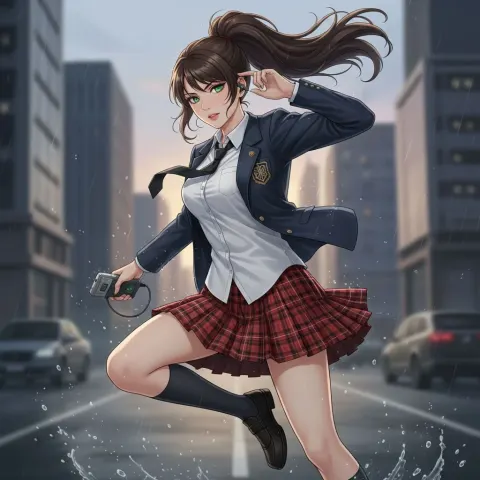 Teenage Girl Plaid Skirt Female Spy