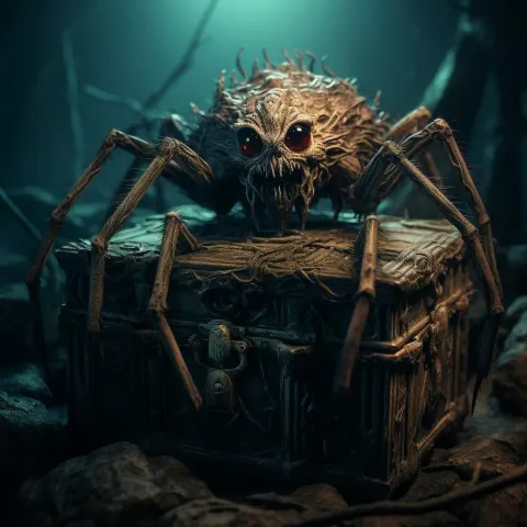 Spider Creature Cave Emerald Treasure Horror