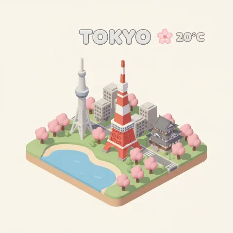 Miniature Tokyo City Isometric Art