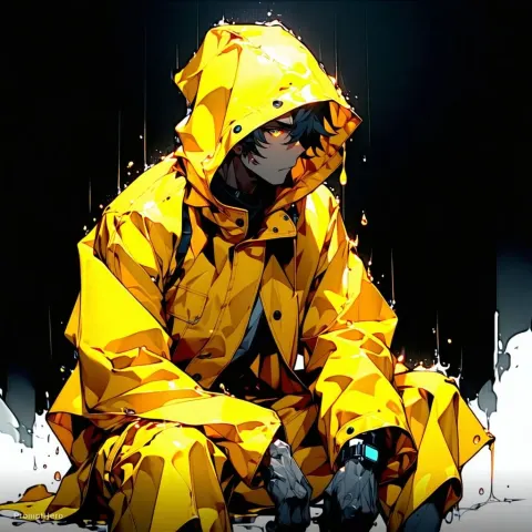 Handsome Male Raincoat Sitting Portrait
