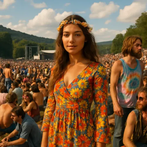 Woman Woodstock Festival 1968 Period