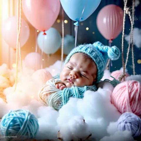 Newborn Baby Pink Blue Crib Balloons